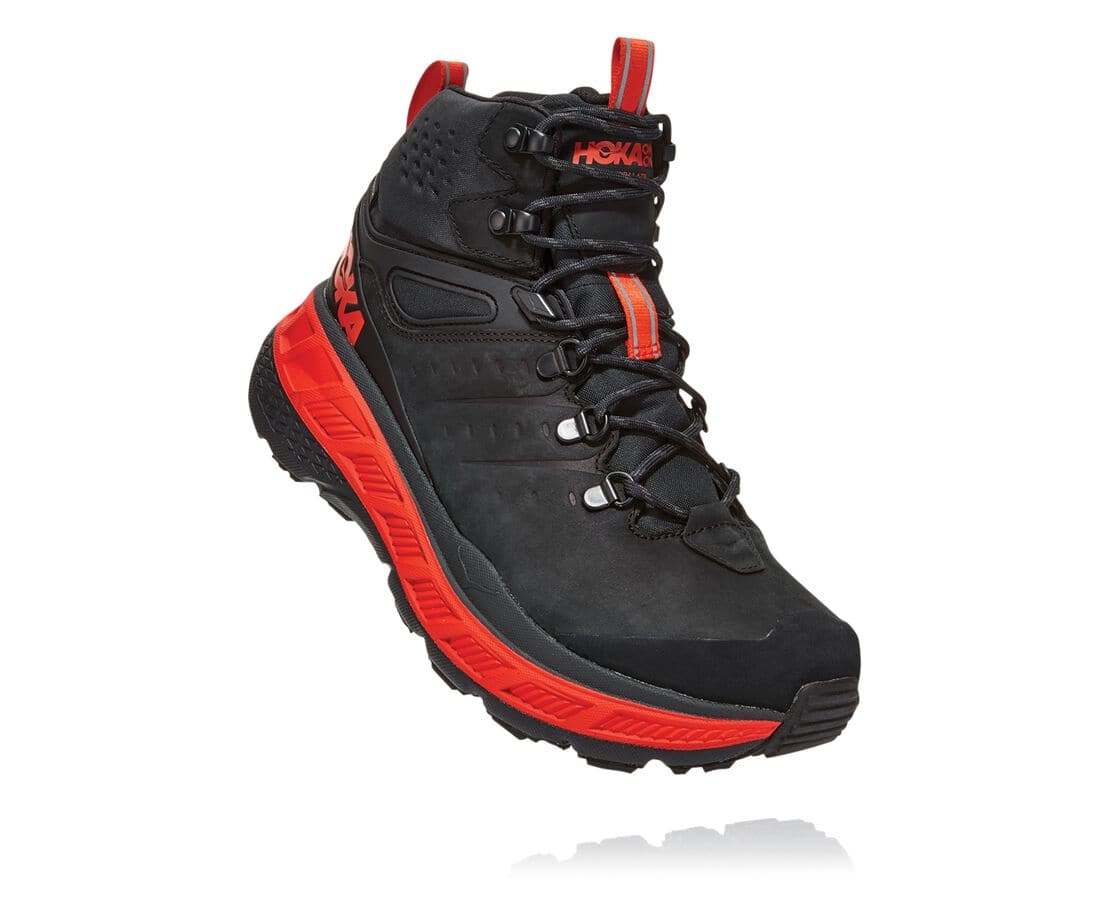 Bocanci Hoka One One Stinson Mid Gore-Tex Barbati - Gri Inchis / Rosii | Romania HXGT23410